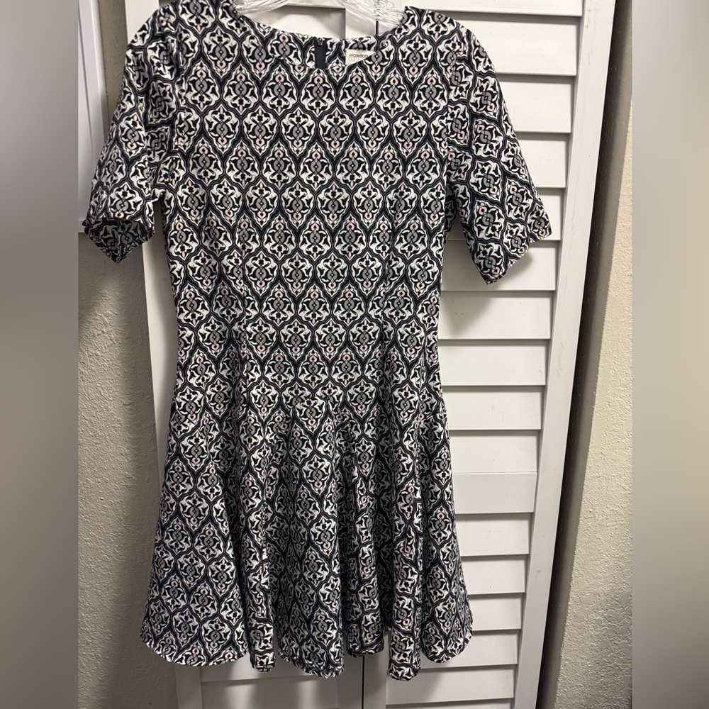 H&M Conscious Collection Black, Pink, White Geometric Fit, Flare Dress Size 6 - Picture 7 of 10